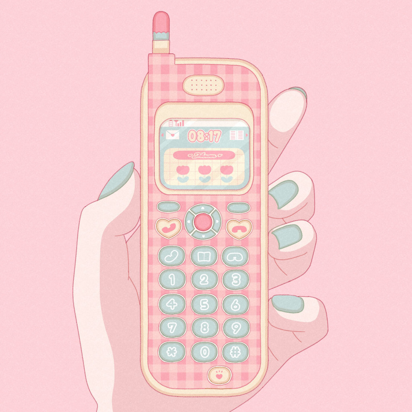 1girl, aqua_nails, bar_phone, cellphone, commentary, highres, holding, holding_phone