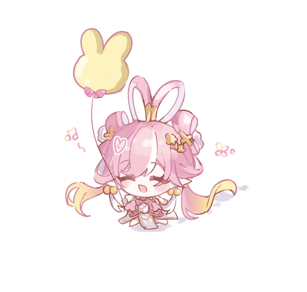 1girl, animal_balloon, balloon, blonde_hair, chibi, chibi_only, chinese_clothes, commentary