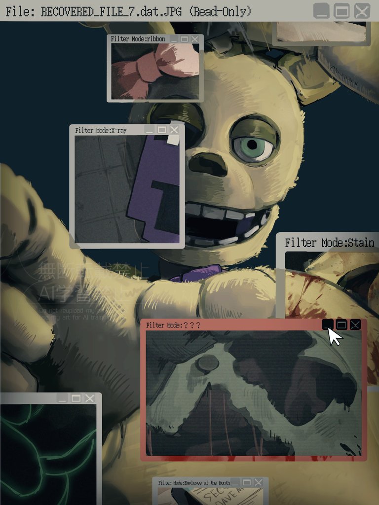 1boy, animal_ears, animatronic, bow, bowtie, commentary, five_nights_at_freddy's, green_eyes
