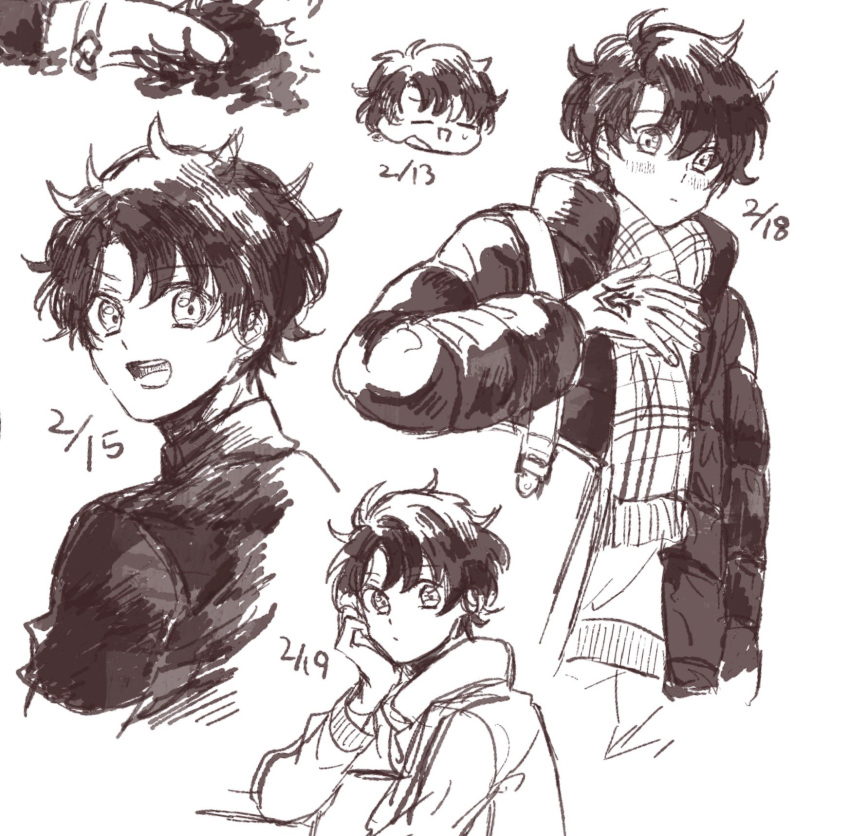 1boy, chibi, closed_mouth, command_spell, commentary, cropped_shoulders, cropped_torso, dated