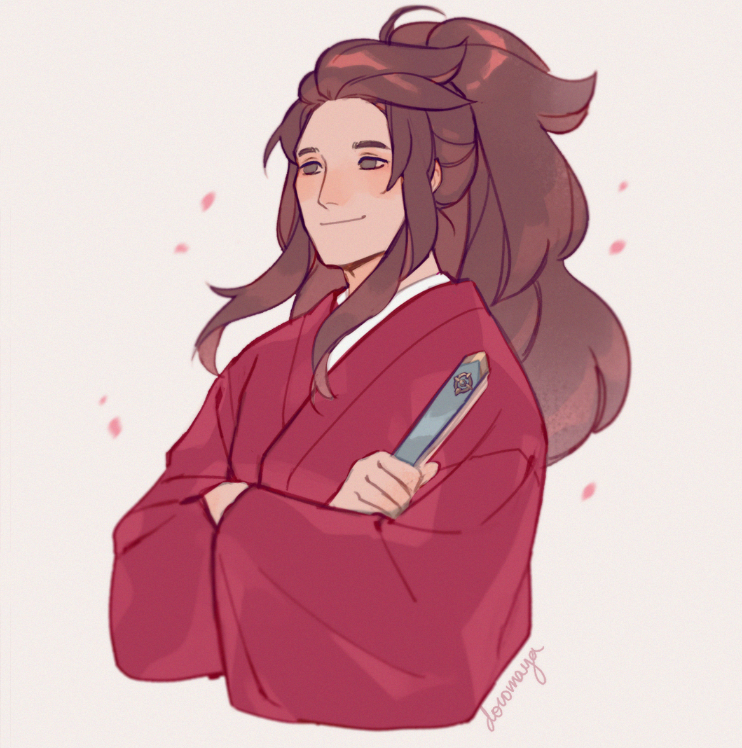 1boy, alternate_costume, alternate_hairstyle, closed_mouth, doromaya, fire_emblem, fire_emblem_fates, japanese_clothes