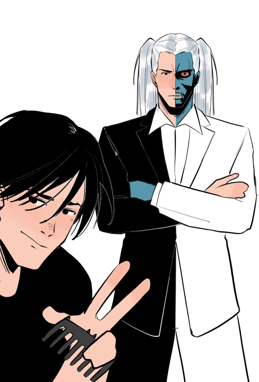 2boys, absolute_batman, absolute_dc, angel_and_devil, batman, batman_(absolute_dc), batman_(series), black_hair