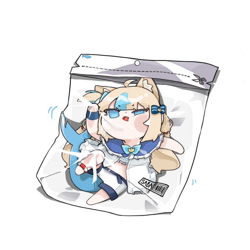 1girl, ahoge, animal_ear_fluff, animal_ears, barcode, blonde_hair, blouse, blue_eyes