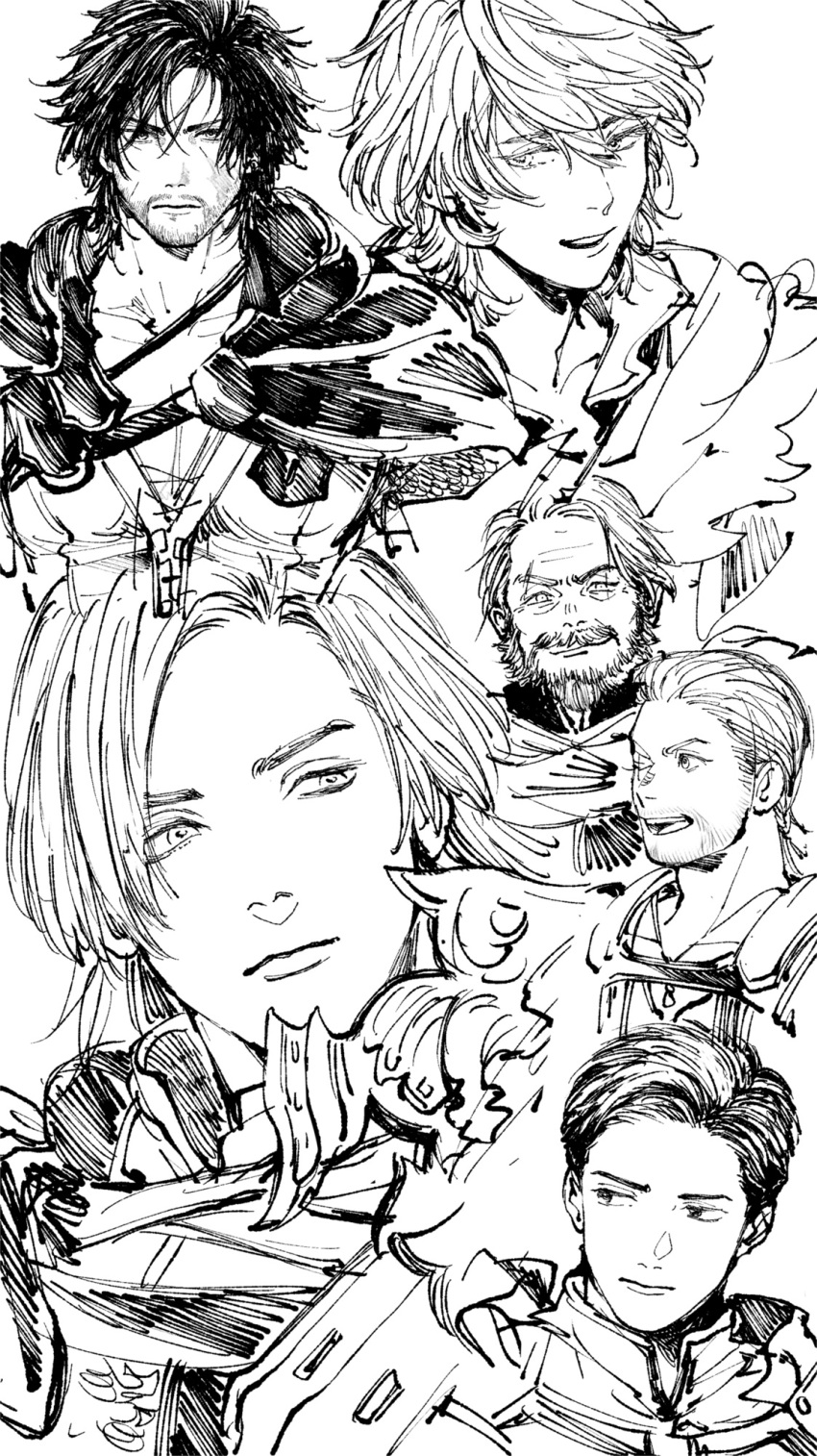 6+boys, ashinamaturi, beard, beard_stubble, black_cloak, byron_rosfield, clive_rosfield, cloak
