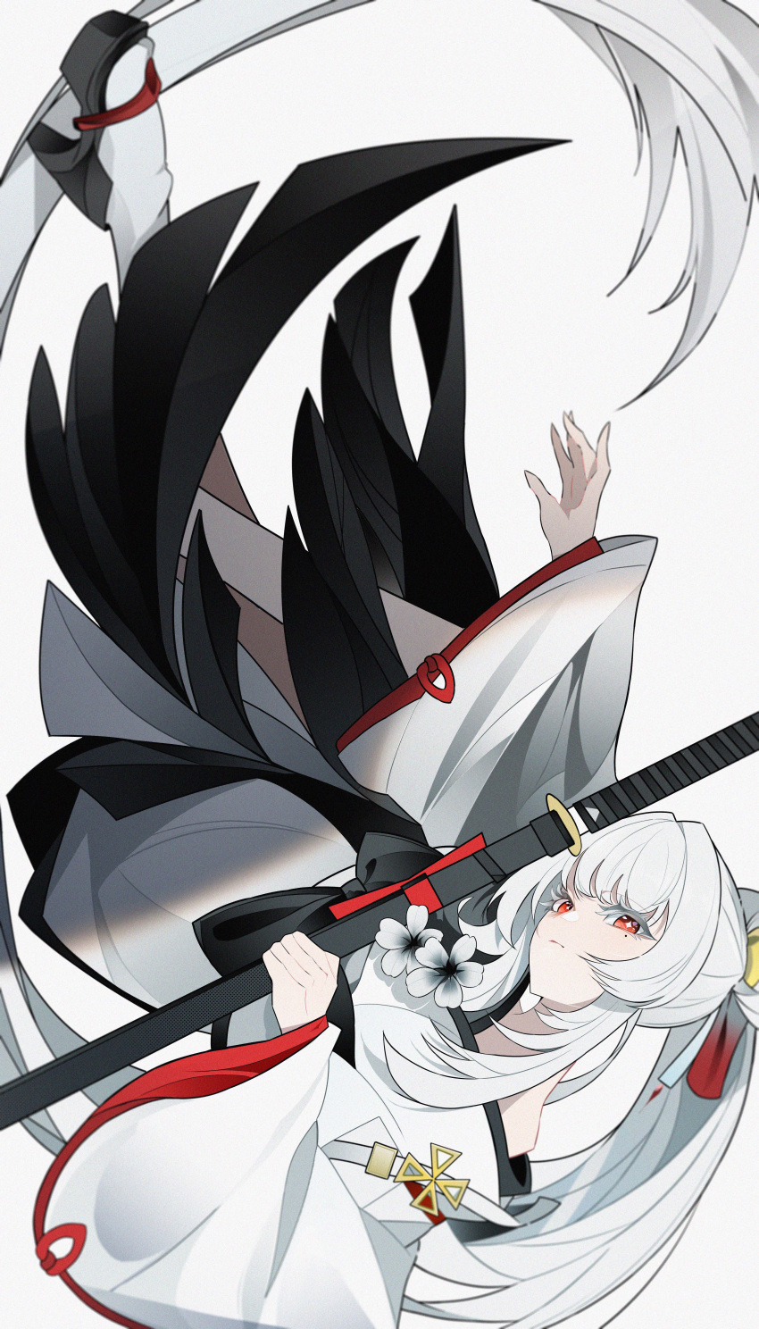 1girl, absurdres, colored_eyelashes, commentary, fley-lan, highres, hiyuki_(wuthering_waves), holding