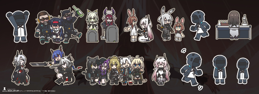 1other, 2boys, 6+girls, ace_(arknights), amiya_(arknights), animal_ears, arknights, ascalon_(arknights)