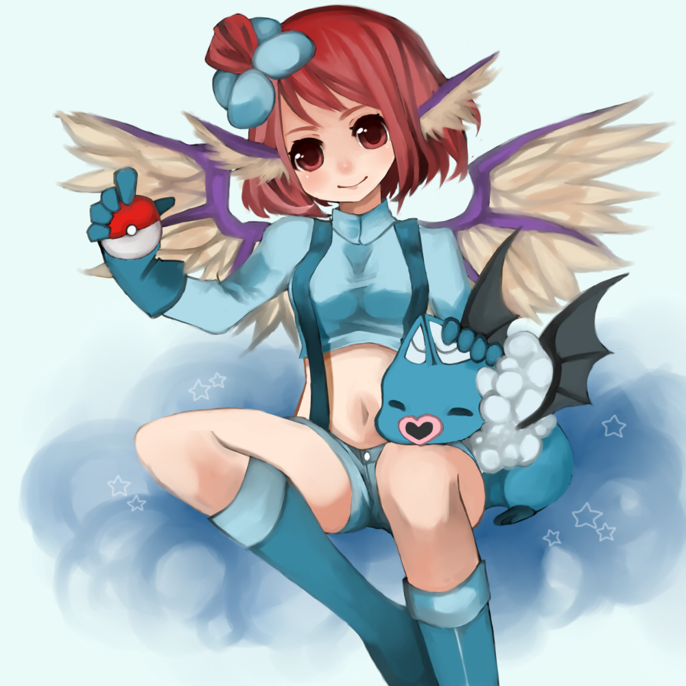 1girl, animal_ears, bat_wings, boots, cosplay, fuuro_(pokemon), fuuro_(pokemon)_(cosplay), gloves