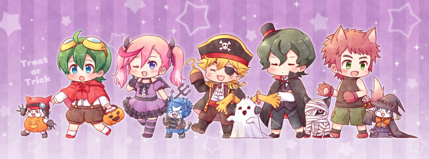 animal_costume, animal_ears, appmon, ascot, asuka_torajirou, black_cape, candy, cape