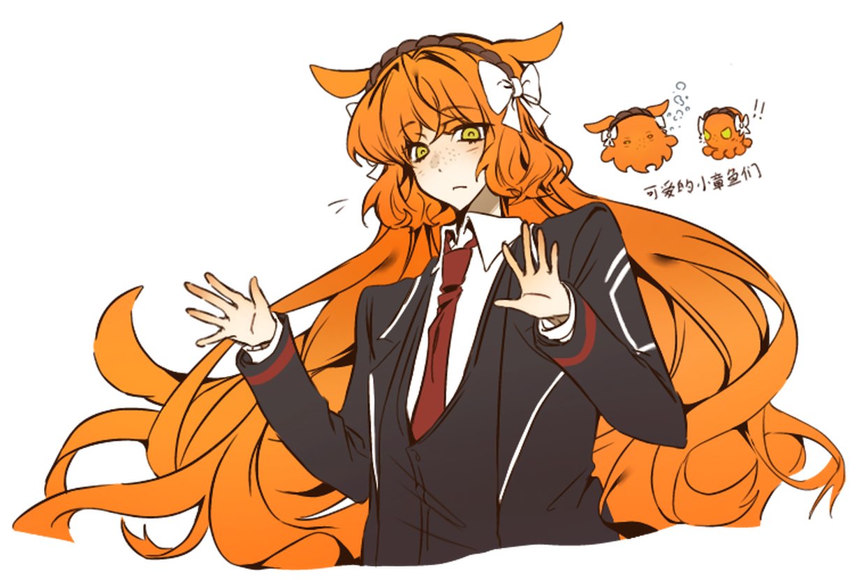 1girl, animalization, black_jacket, black_vest, bow, brown_hairband, fins, hair_bow