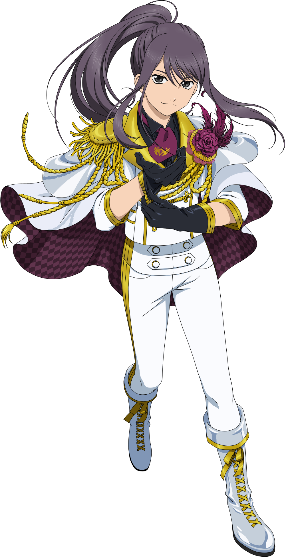 1boy, adjusting_clothes, adjusting_gloves, alternate_costume, artist_request, black_eyes, black_gloves, black_hair