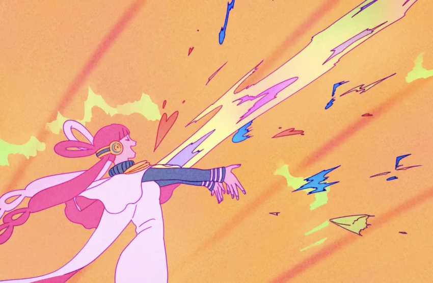 1girl, blunt_bangs, commentary_request, dress, headphones, heart, highres, nina_o0o0