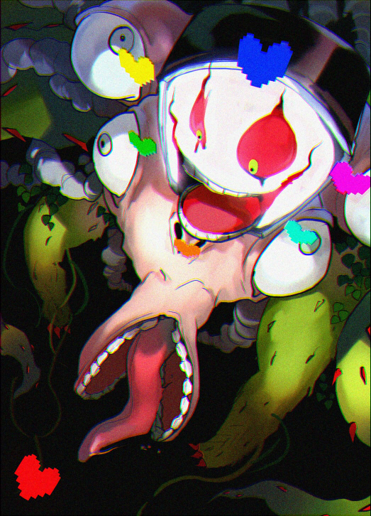 1boy, 2017, 2d, alternate_form, black_background, blue_soul_(undertale), claws, colored_sclera