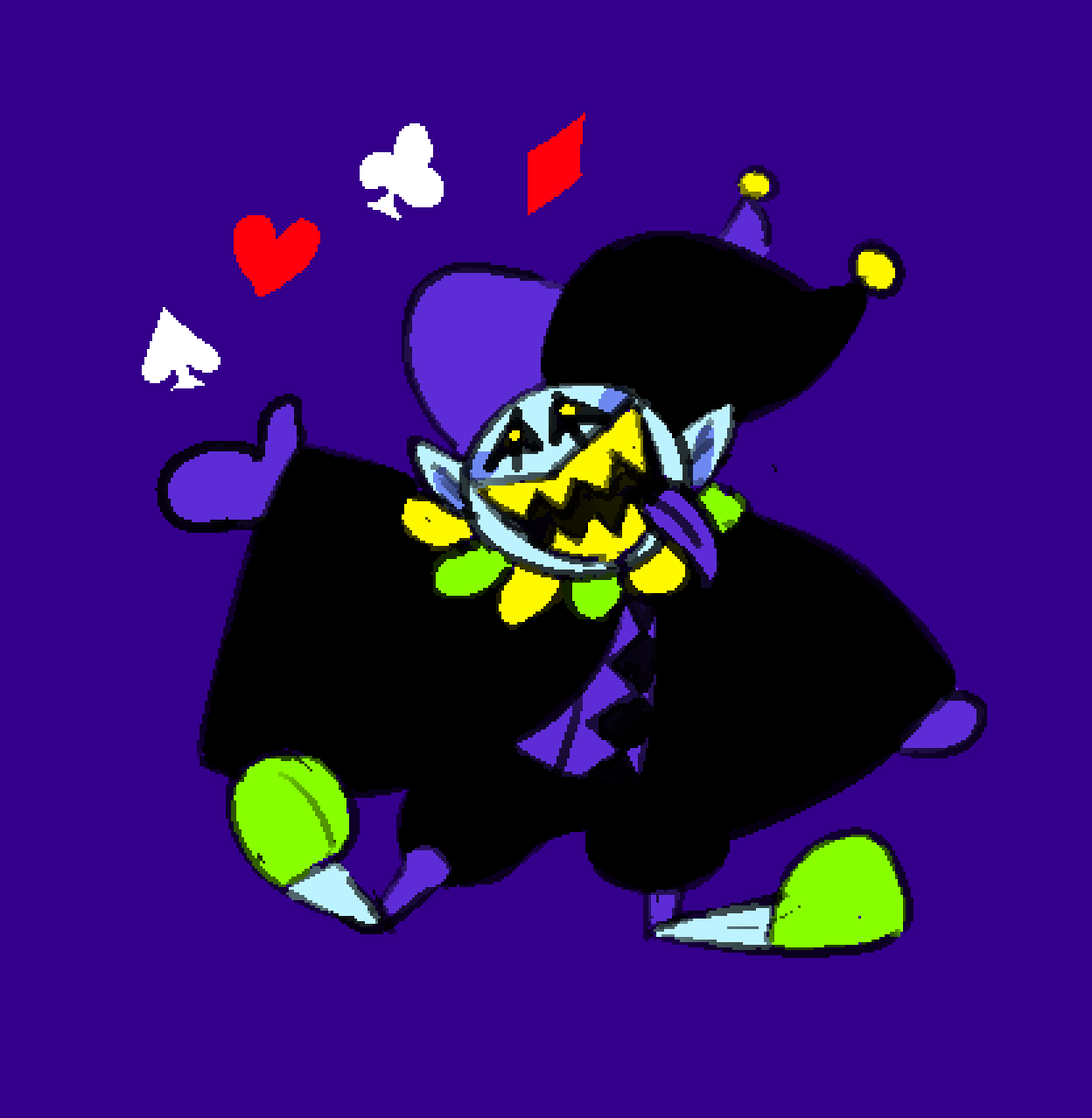 1boy, 2019, 2d, aqua_skin, artist_name, black_background, black_cape, black_hat
