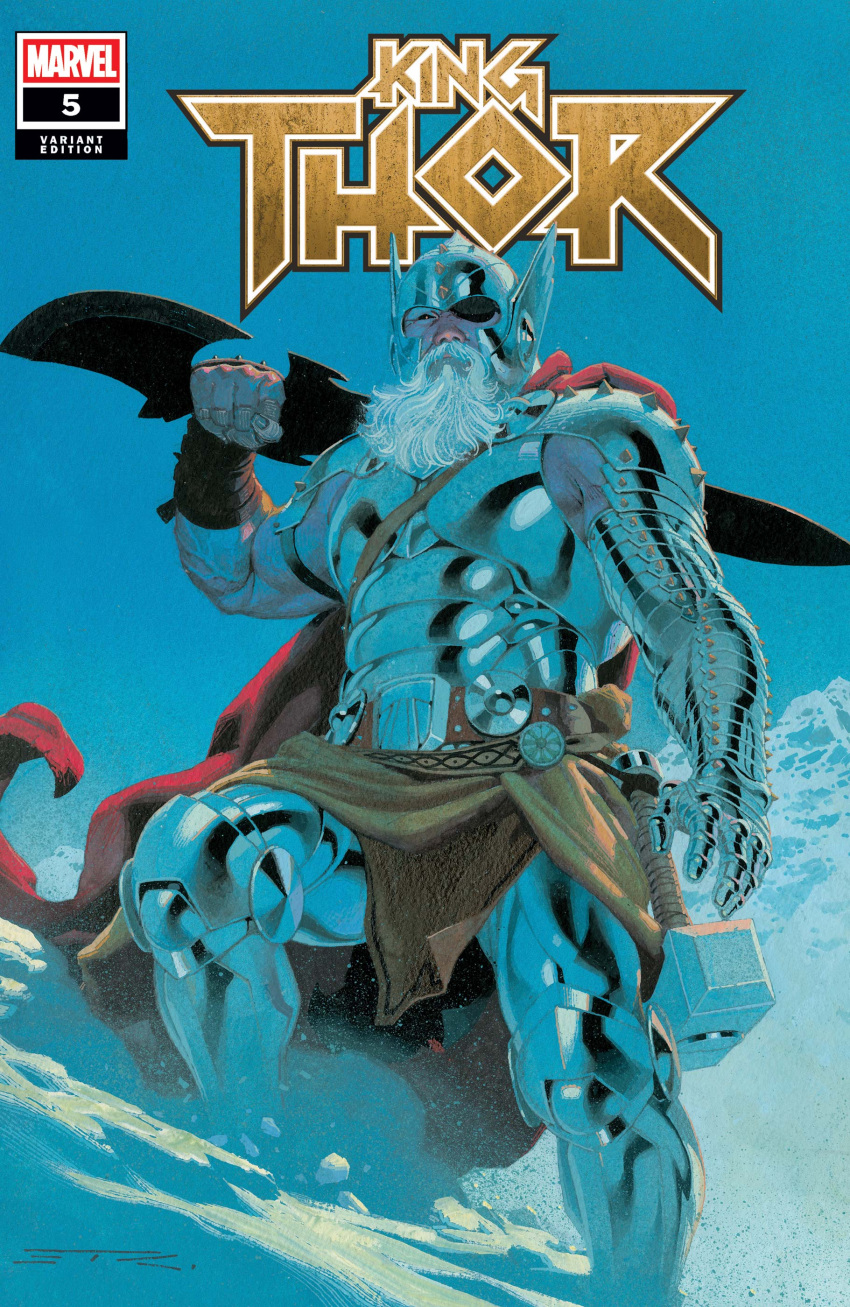 1boy, absurdres, aged_up, armor, beard, black_sclera, blue_sky, breastplate