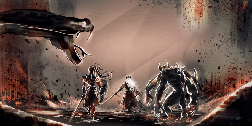 2others, animal, artskiddy69, commentary, embers, english_commentary, extra_arms, fighting