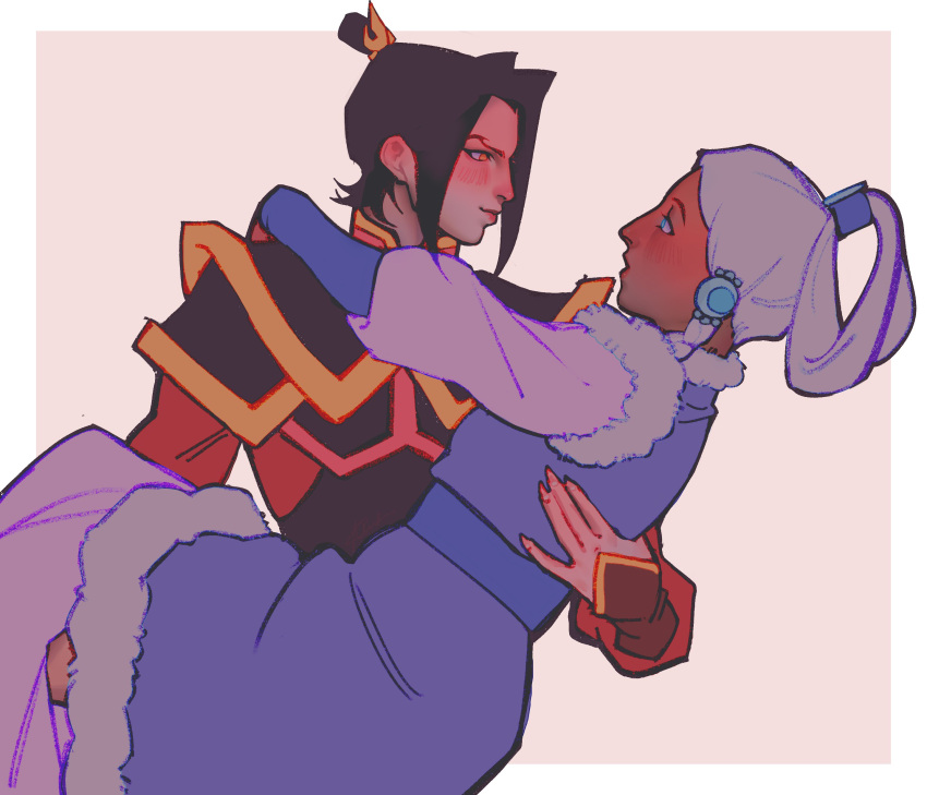2girls, absurdres, armor, avatar:_the_last_airbender, avatar_legends, azula, black_hair, blue_dress