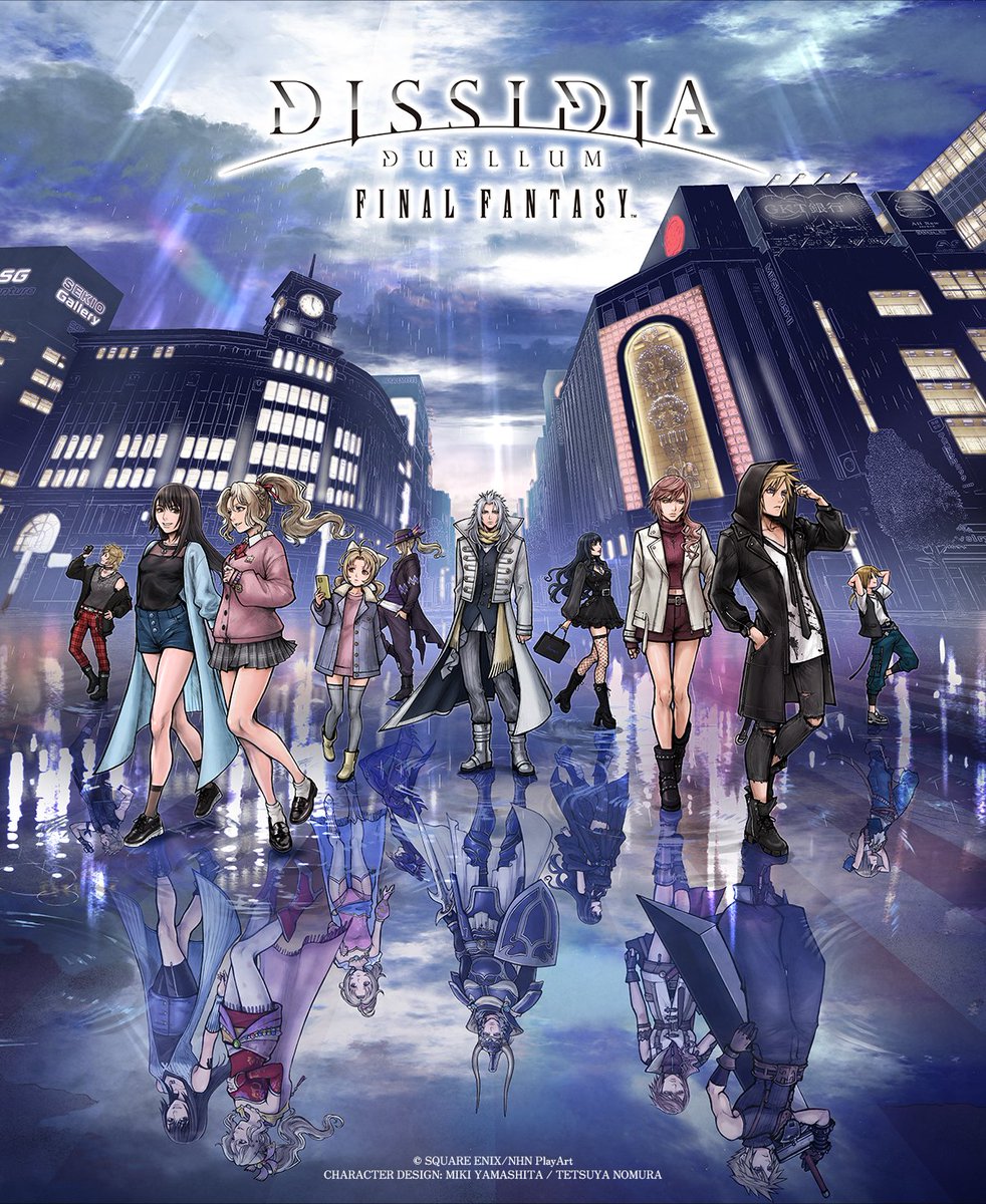 armor, buster_sword, cape, city, cloud_strife, cloud_strife_(urban_wolf), commentary_request, different_reflection