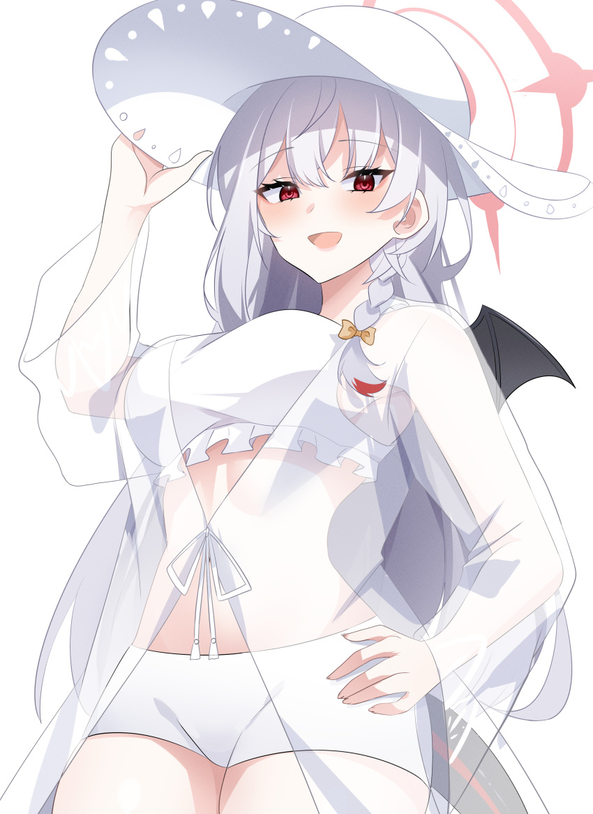 1girl, absurdres, atsuko_(blue_archive), atsuko_(swimsuit)_(blue_archive), atsuko_(swimsuit)_(blue_archive)_(cosplay), blue_archive, braid, commentary_request