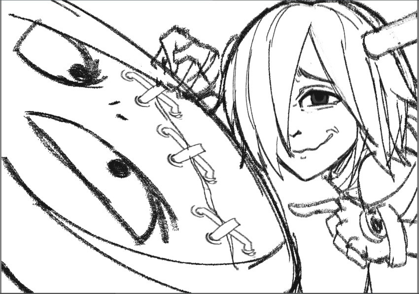 1girl, a.b.a, bandaged_arm, bandages, commentary, english_commentary, fingerless_gloves, gloves