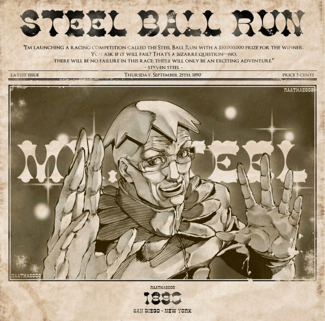 1boy, character_name, glasses, jojo_no_kimyou_na_bouken, meme, newspaper, parody, raatha2909, smile, solo, steel_ball_run, steven_steel, turtleneck