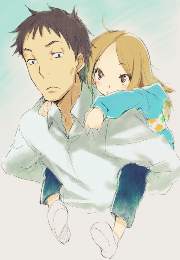 brown_eyes, brown_hair, child, faux_traditional_media, kaga_rin, kawachi_daikichi, kawata_hisashi, long_hair
