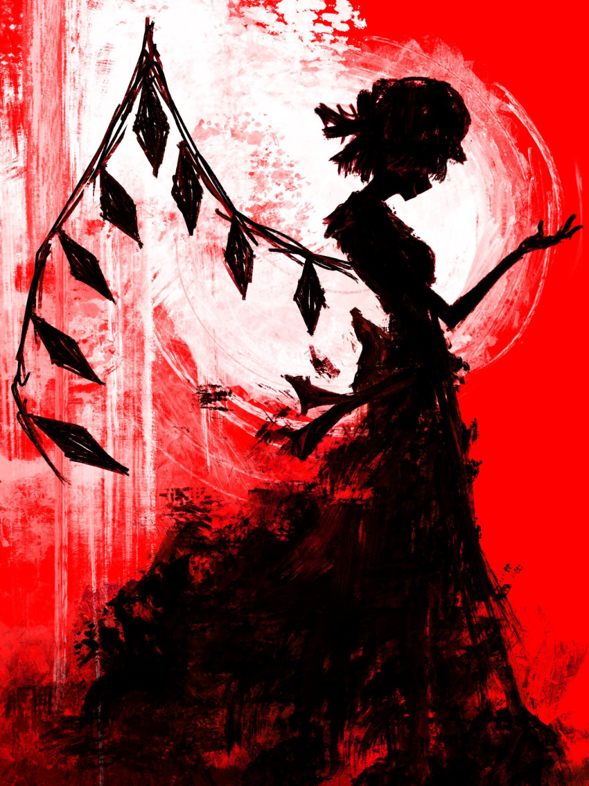 1girl, abstract, breasts, censored, dress, flandre_scarlet, frilled_hat, frills