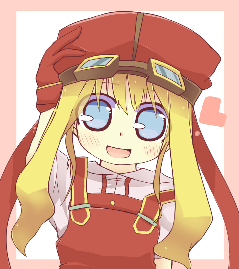 blue_eyes, blush, chibi, eiyuu_densetsu, falcom, gloves, goggles, goggles_on_head