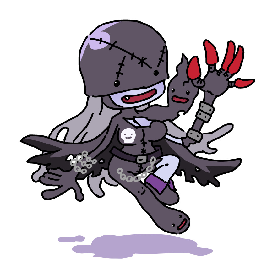 ._., 1girl, absurdres, belt, black_bodysuit, bodysuit, chain, claws
