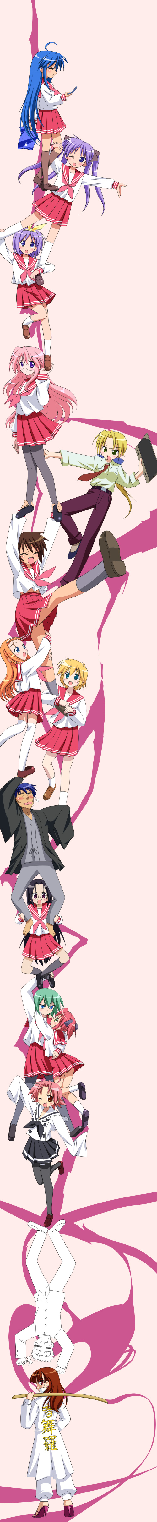 2boys, 6+girls, absurdres, ahoge, bad_id, black_pantyhose, black_shoes, black_socks