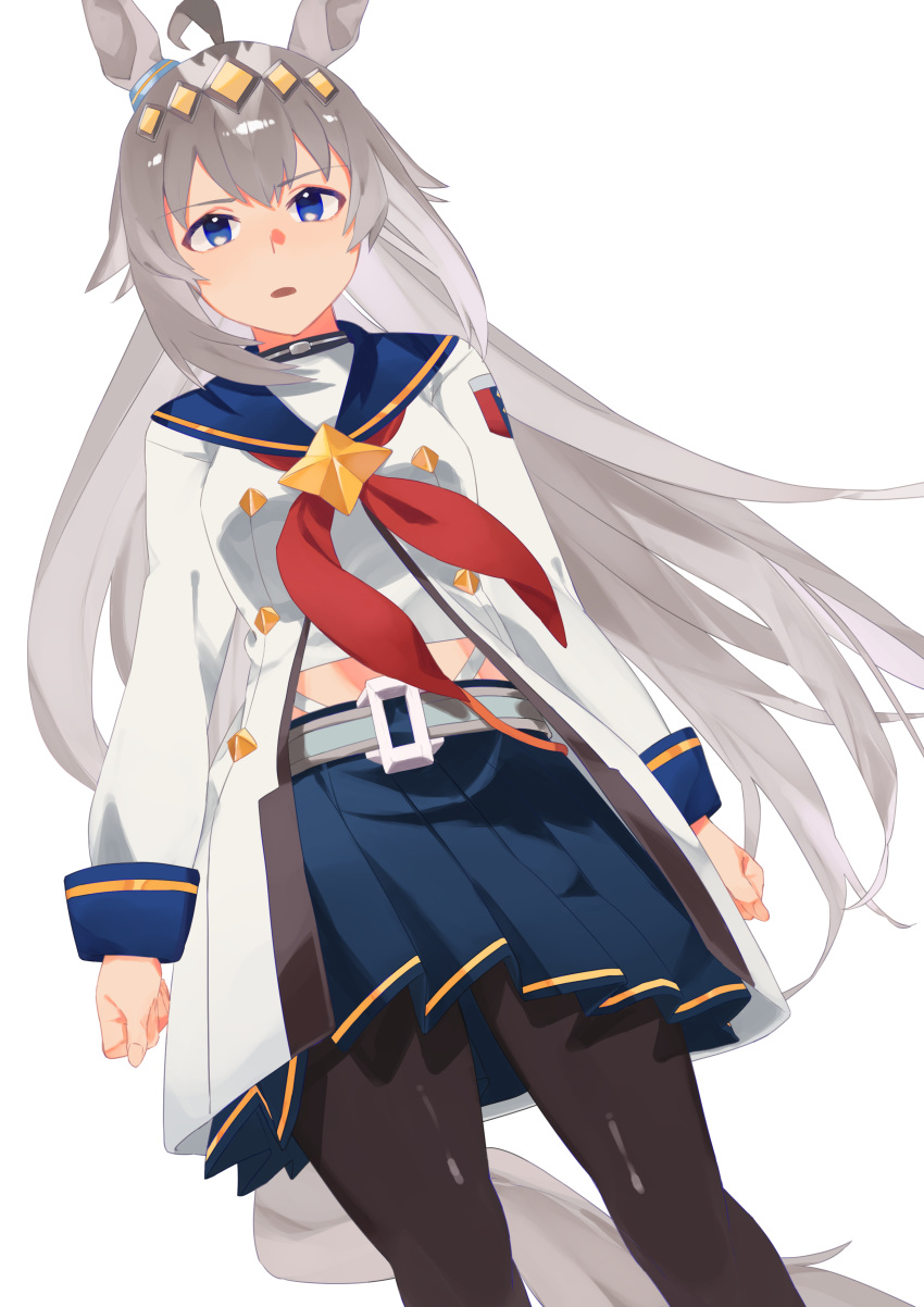 1girl, absurdres, ahoge, animal_ears, blue_eyes, blue_sailor_collar, blue_skirt, breasts