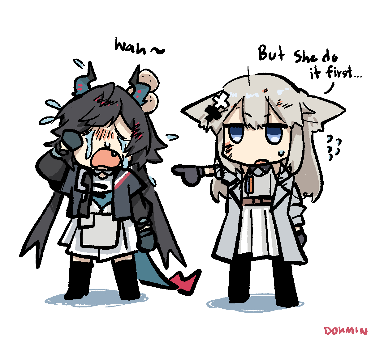 2girls, animal_ears, arknights, arknights:_endfield, blue_eyes, chen_qianyu_(arknights), commentary, crying