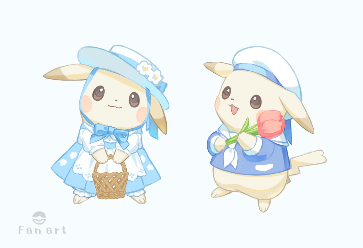 alternate_color, alternate_form, basket, blue_shirt, closed_mouth, clothed_pokemon, commentary_request, dress