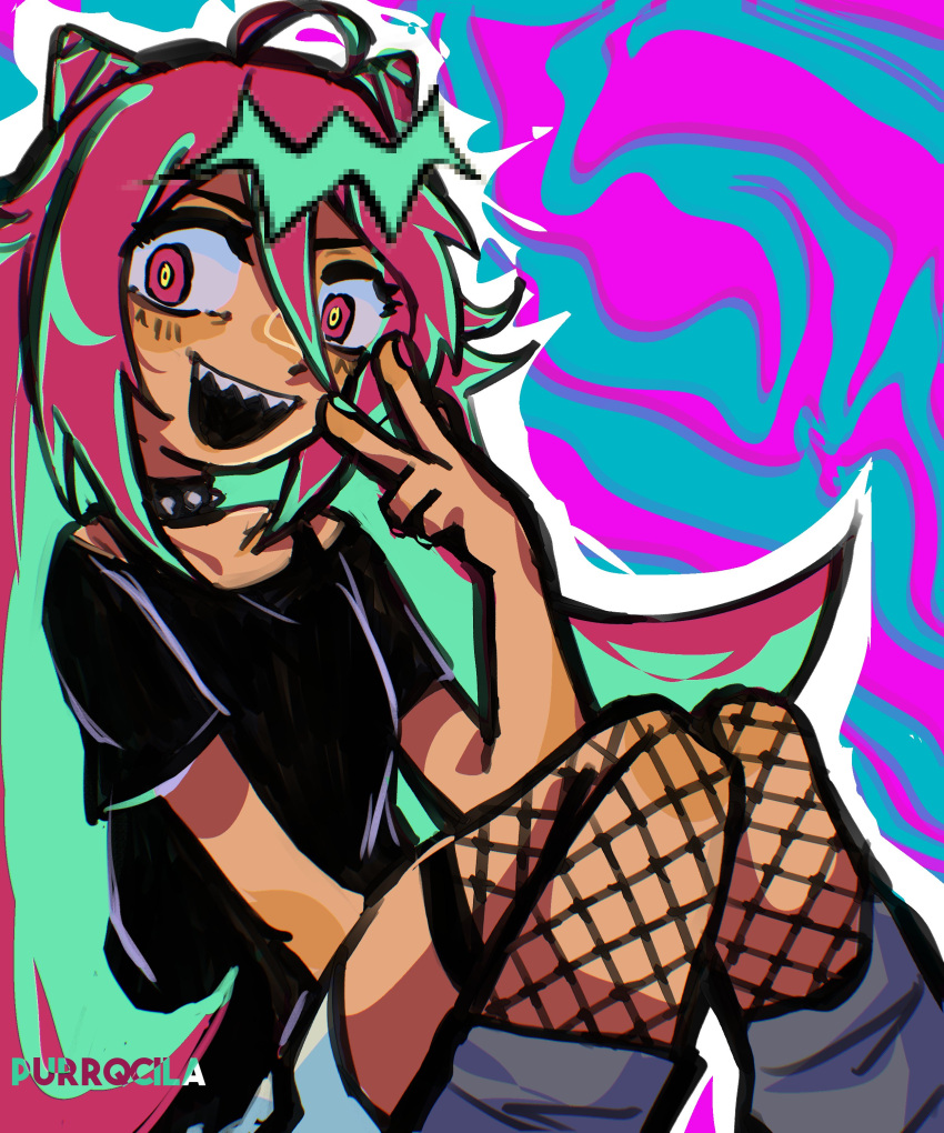 1girl, absurdres, affection_addiction_(synthesizer_v), black_shirt, blush, character_request, choker, commentary
