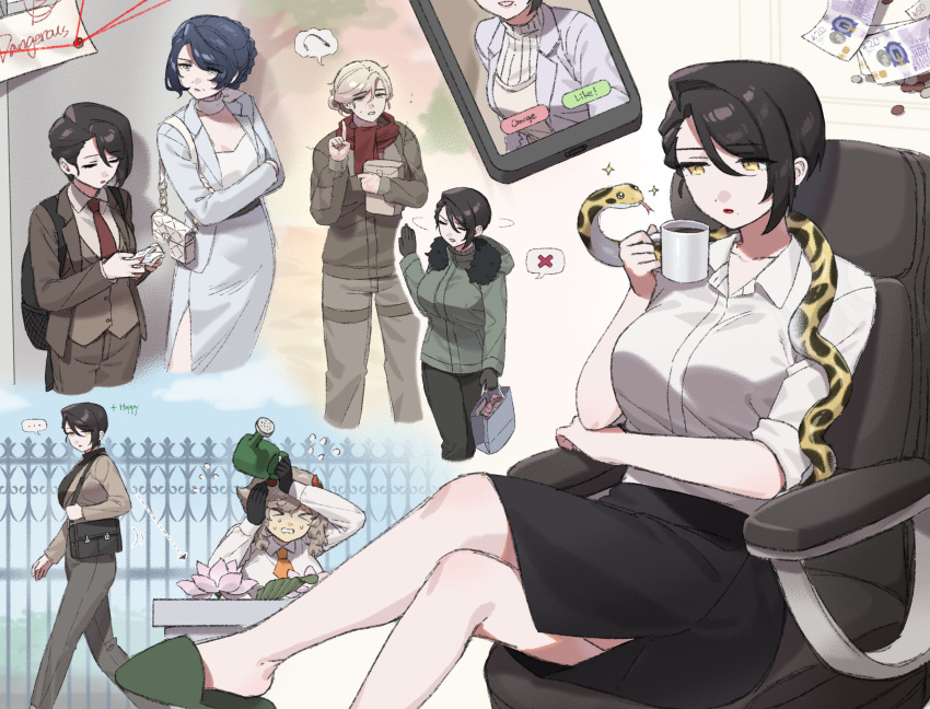 >_<, 4girls, avery_(degrees_of_lewdity), avery_(female)_(degrees_of_lewdity), bailey_(degrees_of_lewdity), bailey_(female)_(degrees_of_lewdity), black_gloves, black_hair