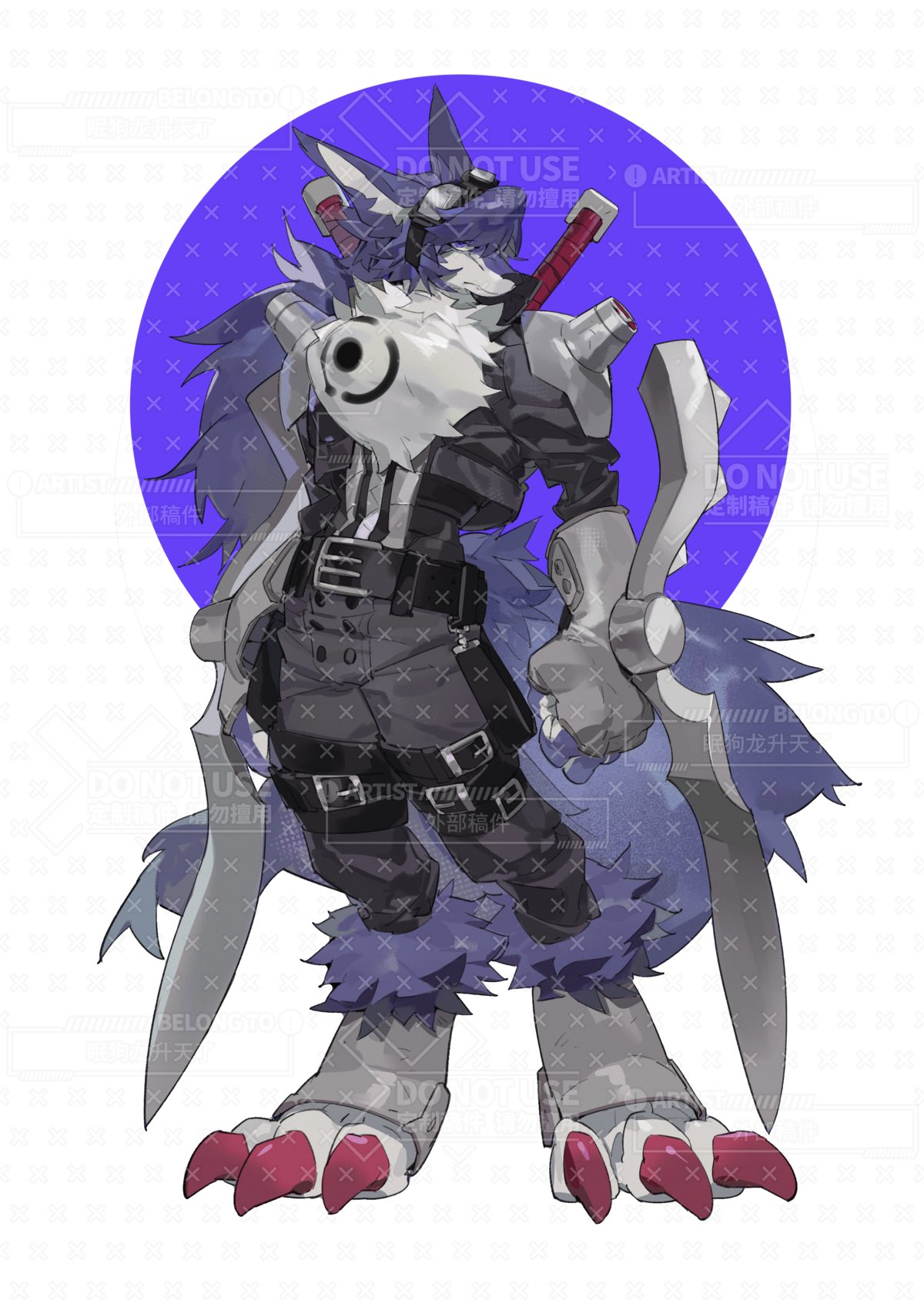 animal_ears, appmon, armor, belt, blue_eyes, digimon, digimon_(creature), digimon_universe:_appli_monsters