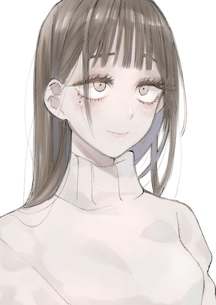 1girl, brown_eyes, brown_hair, call_of_cthulhu, commentary_request, eyelashes, hair_behind_ear, long_hair