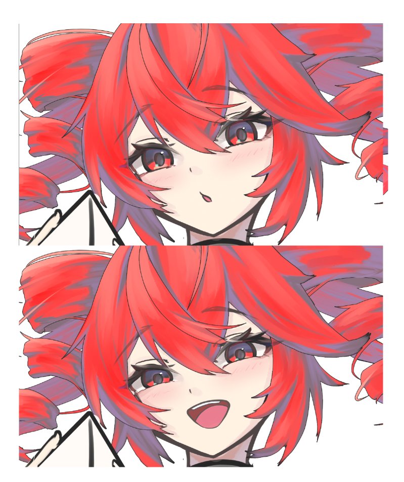 1girl, blush, commentary, drill_hair, hoot_(00hoot), kasane_teto, looking_at_viewer, multiple_views