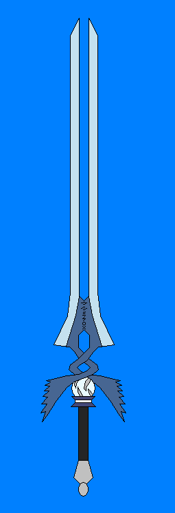 blue_background, commentary, english_commentary, floating, floating_object, long_sword, microsoft_paint_(medium), no_humans