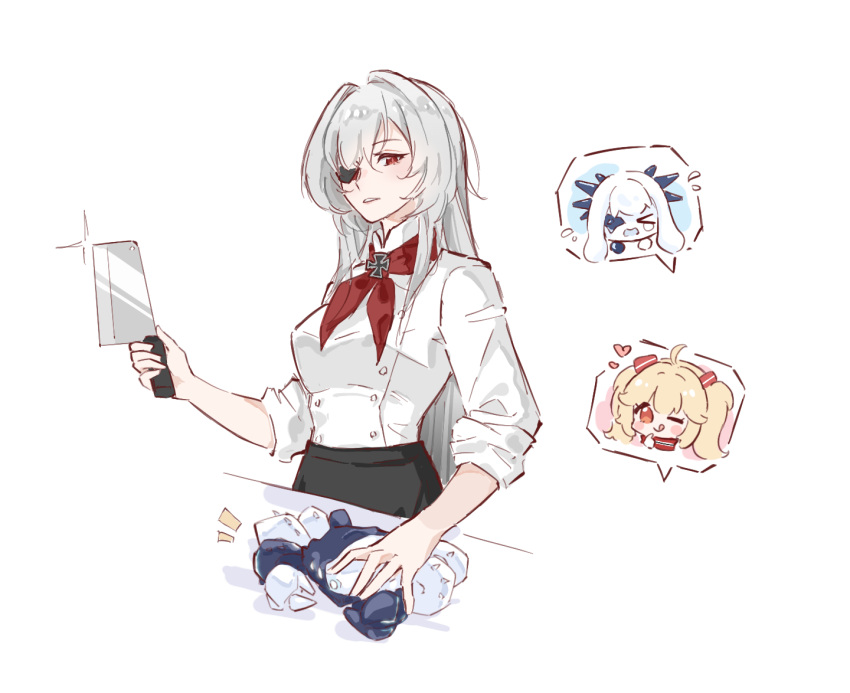>_<, 3girls, ;q, ahoge, arbiter_the_star_xvii_(azur_lane), azur_lane, blonde_hair, bluecher_(azur_lane)