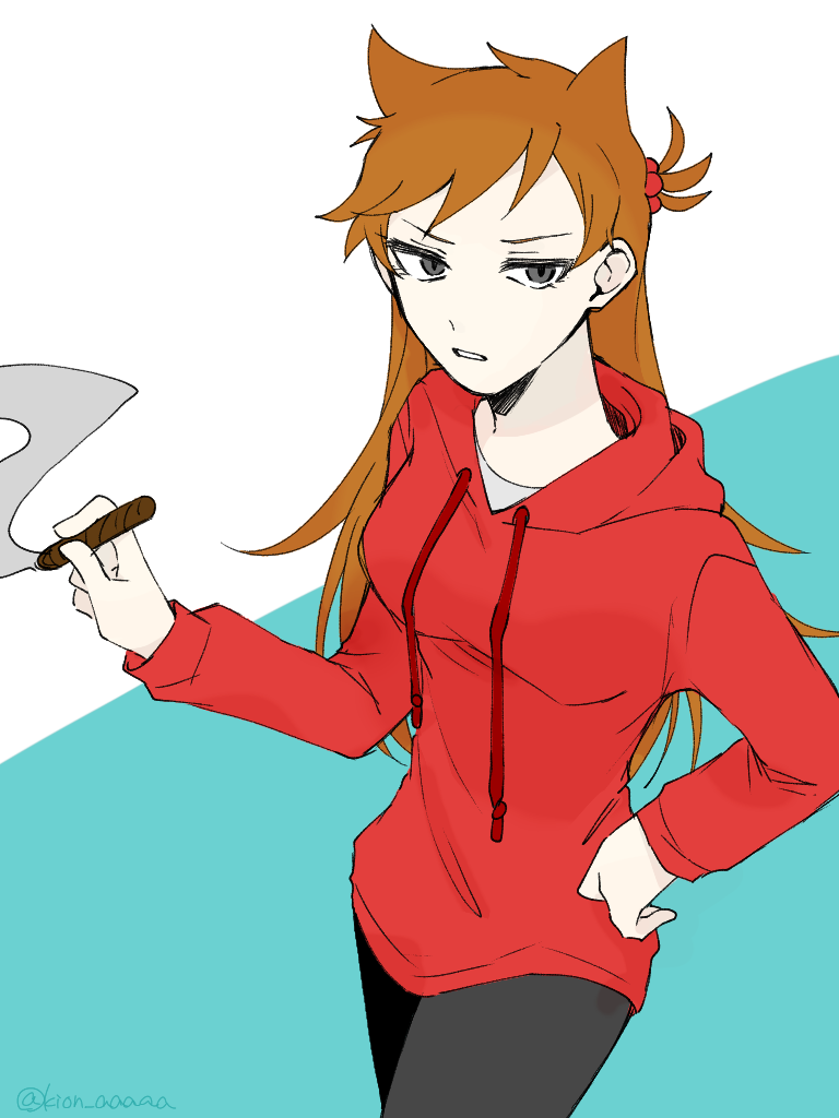 1girl, animification, antenna_hair, breasts, brown_hair, cigar, commentary, cowboy_shot