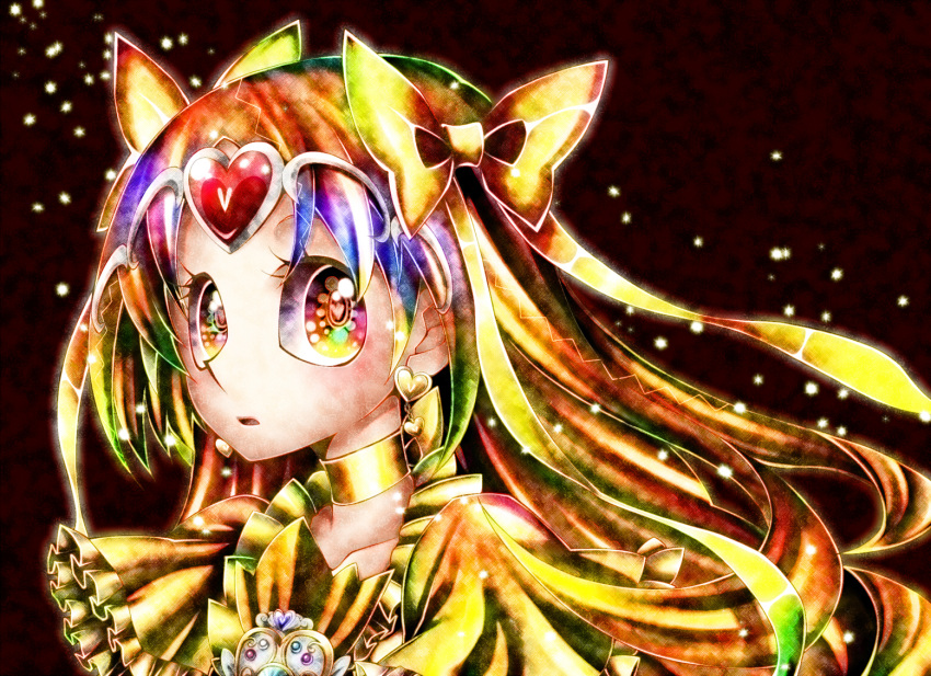 acid_trip, bad_id, bow, cure_muse, cure_muse_(yellow), hair_bow, heart, magical_girl