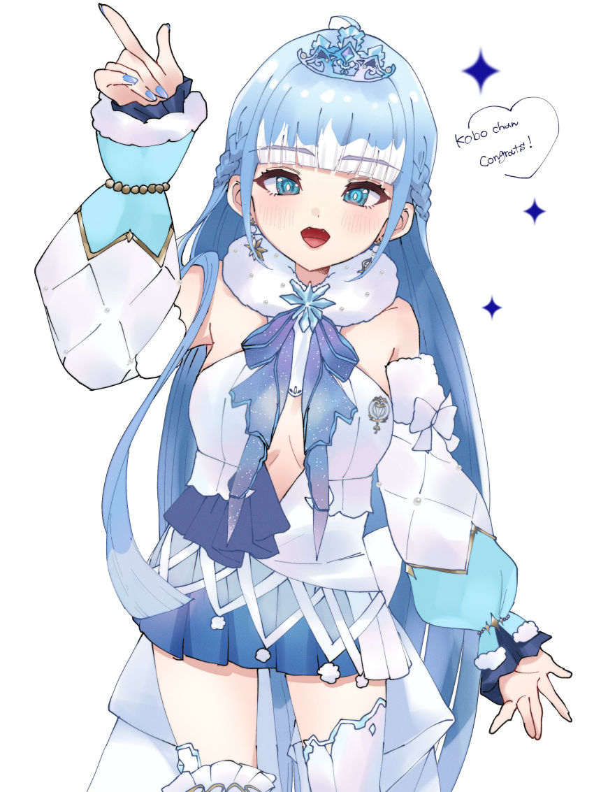 1girl, absurdres, bare_shoulders, blue_hair, blush_stickers, highres, hiyotarochan, hololive
