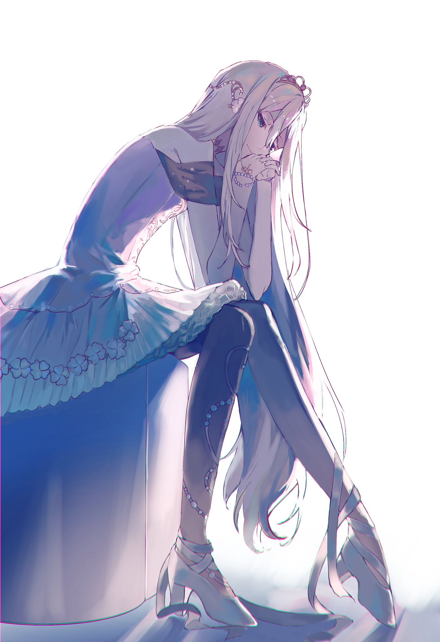 1girl, amoamoamoa, anemonelove, artist_request, bare_shoulders, blue_eyes, check_artist, closed_mouth