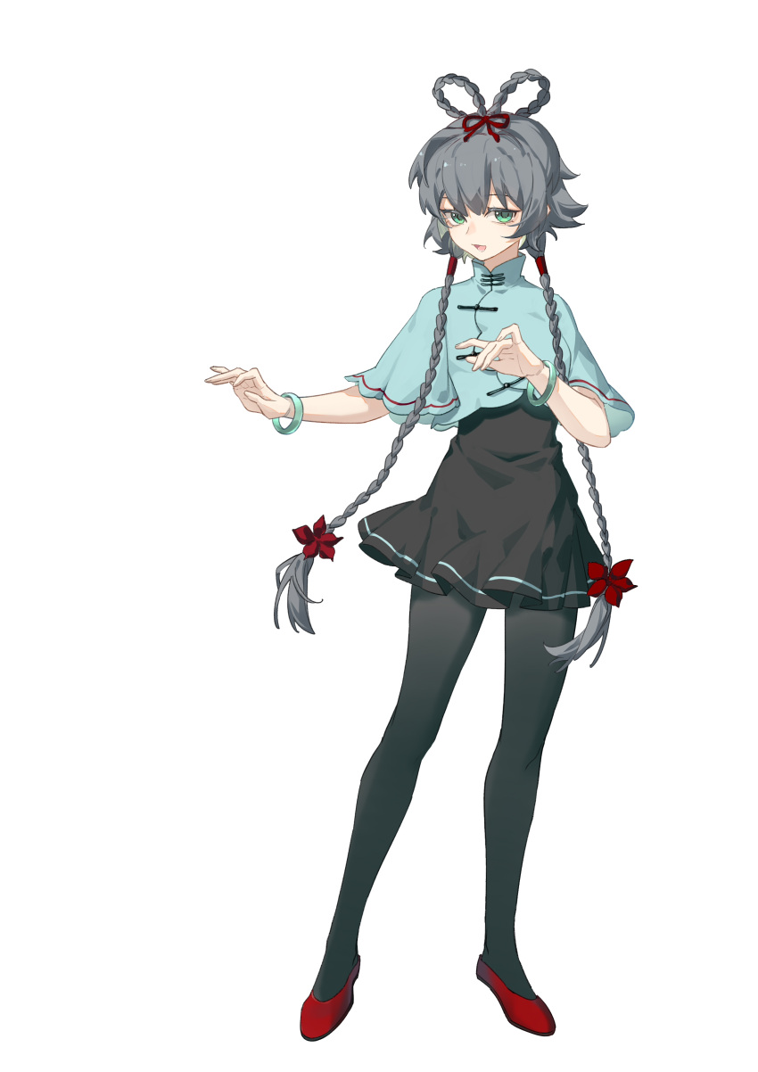 1girl, absurdres, black_dress, black_pantyhose, black_skirt, bracelet, chinese_clothes, dress