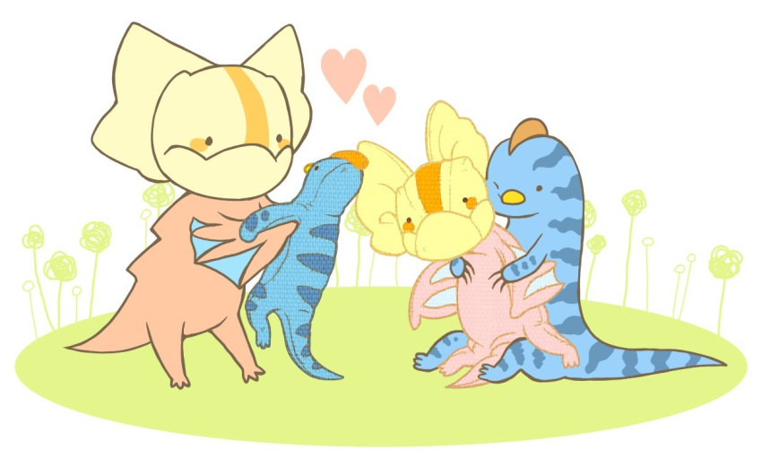 capcom, chibi, doll, doll_hug, heart, monster_hunter, no_humans, stuffed_animal