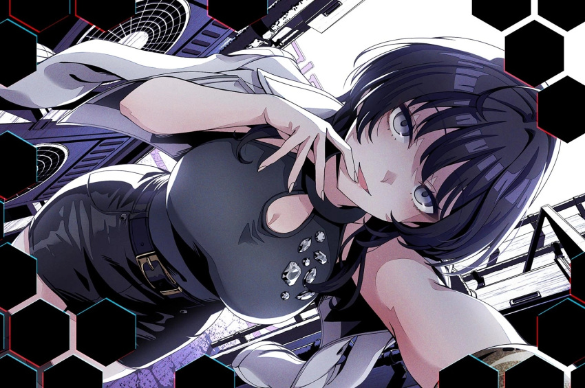 black_eyes, black_hair, d4dj, dress, ichinohashi_mikumo, short_hair