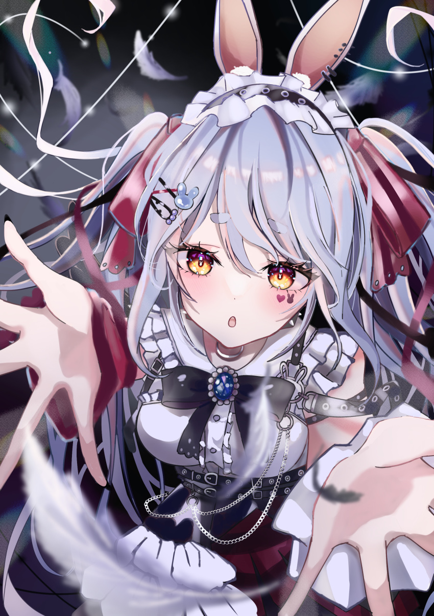 1girl, absurdres, animal_ears, black_corset, blue_hair, blush, commentary_request, corset