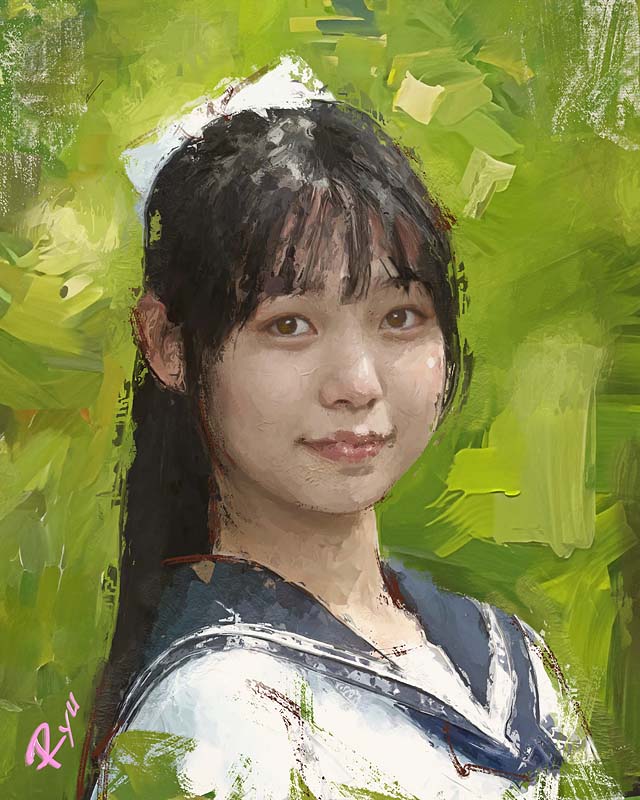 1girl, black_eyes, black_hair, blue_sailor_collar, bow, closed_mouth, commentary_request, east_asian