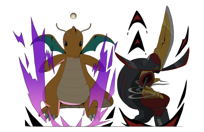 aura, black_hair, boots, claws, dragon, dragon_dance_(pokemon), dragonite, heavy-duty_boots_(pokemon)