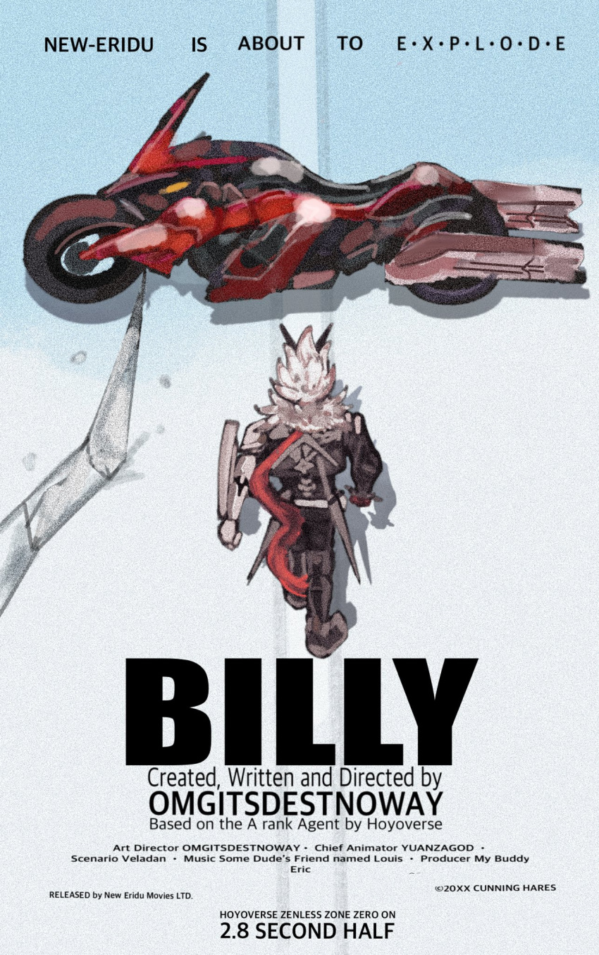 1boy, akira_(manga), akira_movie_poster, arm_mounted_weapon, billy_kid, billy_kid_(starlight), black_jacket, black_pants